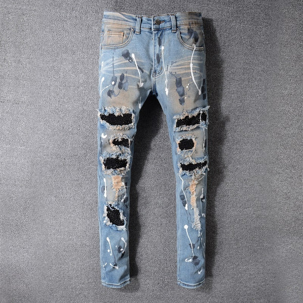 Men's Denim Ripped Washed Old Damage Jeans