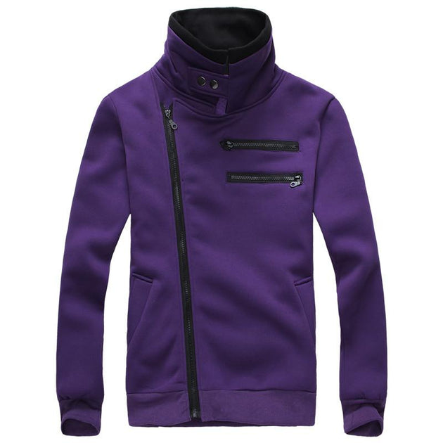 Men's Right Hand Zip with High Collar - TrendSettingFashions 