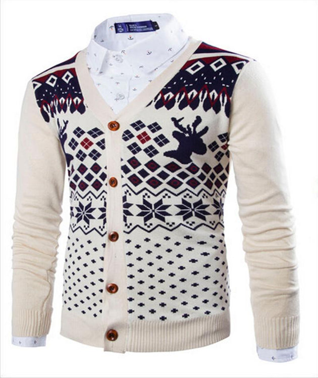 Men's V-Neck Elk Cardigan - TrendSettingFashions 