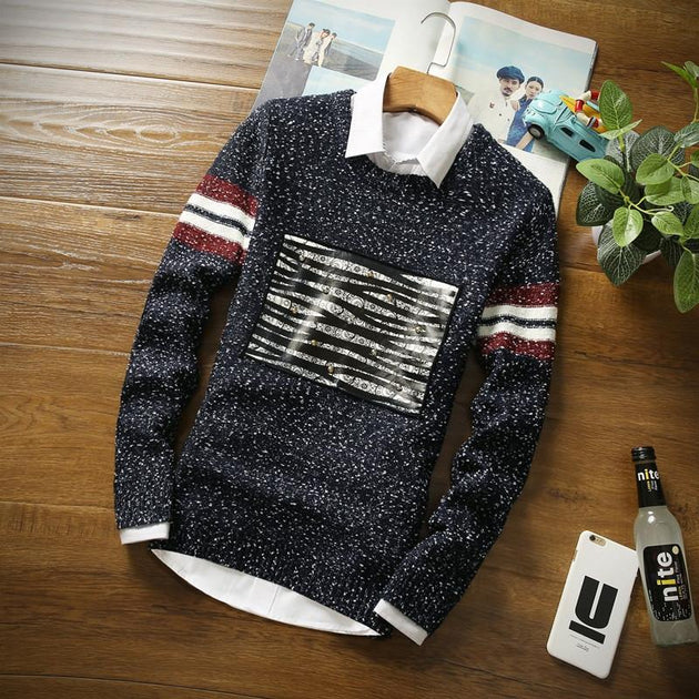 Men's Fashion Patchwork Sweater - TrendSettingFashions