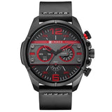 Men's Leather Band Military Stripe Style Watch - TrendSettingFashions 