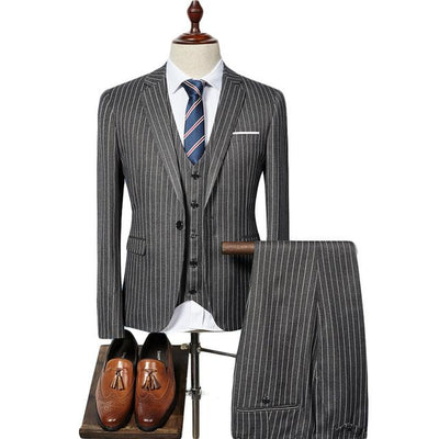 Men's Striped 3 Piece Elegant Men's Suit - TrendSettingFashions 