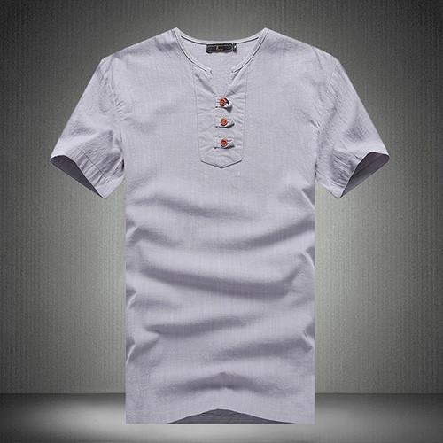 Men's Button Down V-Neck Tee - TrendSettingFashions 