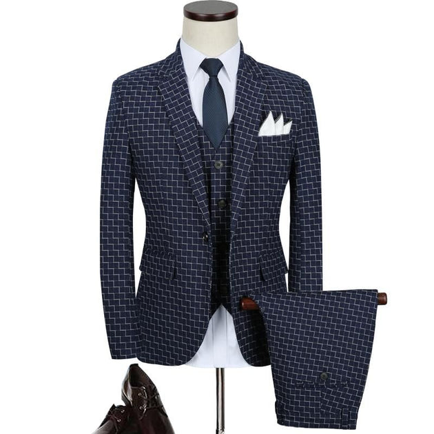 Men's Plaid Suit Up To 5XL - TrendSettingFashions 