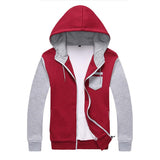 Men's Patchwork Hooded Zip Up Up To 3XL - TrendSettingFashions 