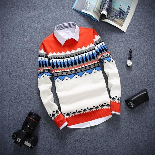 Men's Fashion Round Collar Knitted Sweater - TrendSettingFashions 