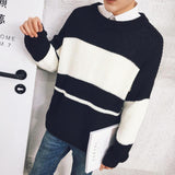 Men's Patchwork Long-Sleeved Sweater - TrendSettingFashions 