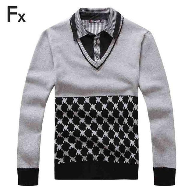 Men's knitted Fashion Splicing Sweater - TrendSettingFashions 