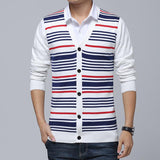 Men's Striped V-Neck Button Up - TrendSettingFashions 