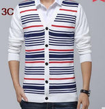 Men's Striped V-Neck Button Up - TrendSettingFashions 