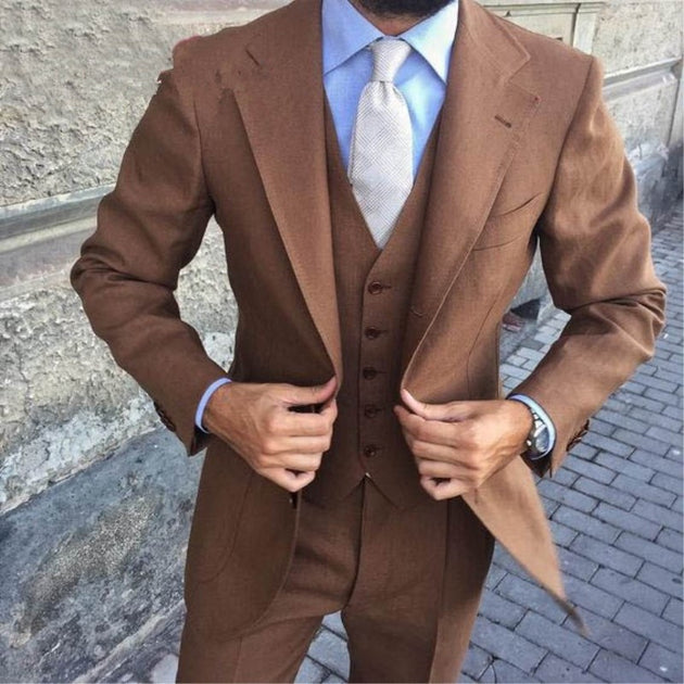 Brown Men Wedding Suits, Cotton