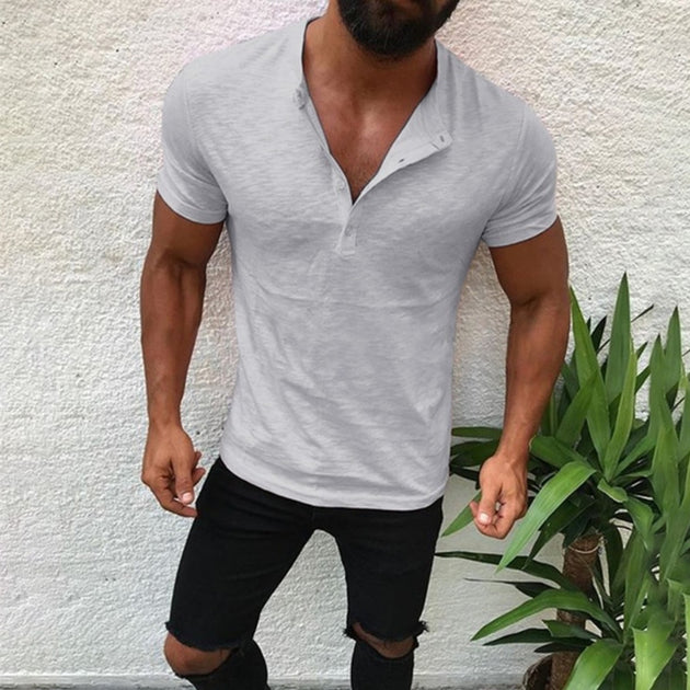 Men's Casual Fashion Stand Collar Tee - TrendSettingFashions 