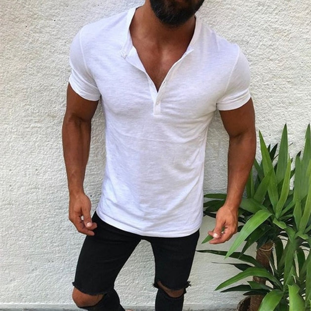 Men's Casual Fashion Stand Collar Tee - TrendSettingFashions 