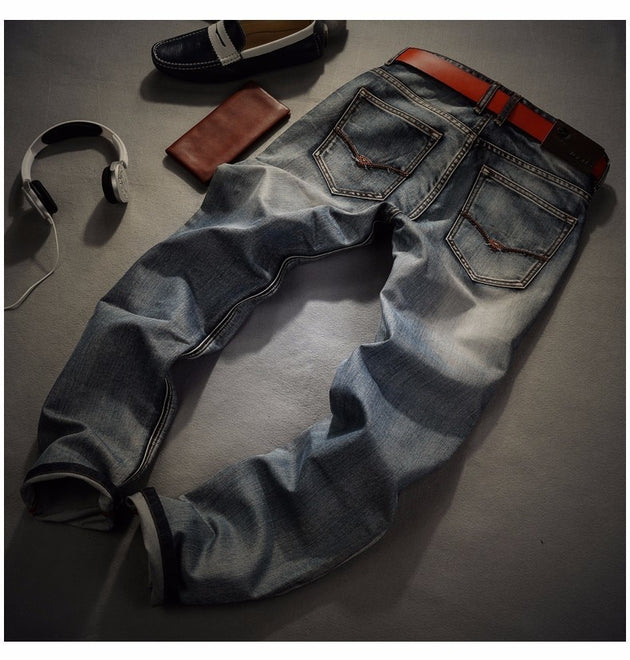 Men's Frayed Imprinted Fashion Jeans - TrendSettingFashions 